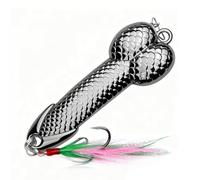 Yosoo Metal Spoon Fishing Lure, Sequins Bait with Feather Hook for Freshwater and Seawater, Perch Snakehead Warped Mouth Fish (Black)