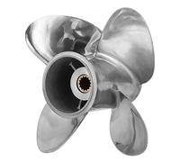 Yosoo Outboard Propeller Marine Boat Engine Propeller 4 Blades 14 Spline Teeth Stainless Steel 9.9x10in Rotation Right Fit for