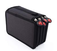 Yosoo Oxford Multi-Layer Pencil Folder, 4 Layers 72 Slots Large Capacity Make-up Brush Bag Pencil Organiser Pen Bag Stationary Pencil Case with Handle Strap (Black)