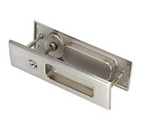 Yosoo Sliding Door Lock Latch Zinc Alloy Sliding Door Lock Set for Bathroom Balcony Cabinet with Easy Installation 35-40mm Thickness (Brushed Silver Square Single Hook Sliding Door)