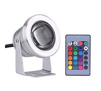Yosoo Spotlight LED 12V 10W Landscape Up Down Light Lawn Flood Light Rainproof Lamp for Indoor Outdoor Yard Step Wall Lighting Garden Driveway Pathway Pool with Remote Control(Silver)