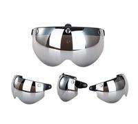 Yosoo Universal 3 Snap Retro Helmet Visor, PC Lens, Windproof Sun Shield, Fits Half Face Motorcycle Helmets, Ideal for Riders and Bikers (silver)