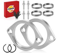 YOSOPP Harley Gasket & Chrome Flange Kit with Nuts、Clips & Washers - Compatible with Big Twin Sportster 883 1200 XL883 XL1200. Dyna FXD FXDWG, FLST FLT FXR, Softail Touring Bobber Chopper 200 (Silver)