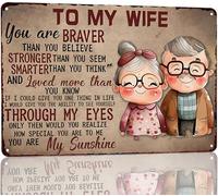 Yosqego To My Wife Signs Vintage Gifts For My Wife Tin Sign To My Wife You Are Braver Than You Believe Gift Metal Poster My Happy Marriage Posters To My Beautiful Wife 8x12 Inch, brown