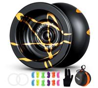 YOSTAR N11 Professional Yoyo Age 8+ for Adults, Pro Unresponsive Yoyo for Boys, Stunt Trick Yo Yo for All Skills, Metal Yo-yo Toy with 12 Strings, 2 Weighting Rings, Glove, Case (Black Gold)