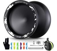 YOSTAR Responsive Yoyo V10, Metal Trick Yoyo for Finger Spin, Pro Unresponsive Yo Yo for Kids & Adults, Professional Stunt Yo-Yo Ball, Dual Purpose with 12 Strings, Bearing Kit, Case (Black)