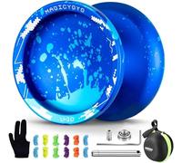YOSTAR Responsive Yoyo V10, Professional Trick Yoyo for Finger Spin, Metal Unresponsive Yo Yo for Kids & Adults, Dual Purpose Stunt Yo-Yo Ball with 12 Strings, Bearing Kit, Case (Sky Blue)