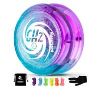 YOSTAR Yoyo D1 GHZ, Looping Responsive Yo Yo for Kids and Beginners | Easy to Play Yo Yo with Glitter, Professional Plastic Yoyo for 2a Trick, with 6 Extra Strings, Glove, Bag (Green Purple)
