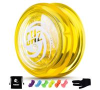 YOSTAR Yoyo D1 GHZ, Looping Responsive Yoyo with Glitter, Easy to Play Yo Yo for Kids & Beginners, Durable Plastic Yo-yo for 2a Trick, with 6 Extra Strings, Glove, Bag (Yellow)