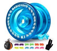 YOSTAR Yoyo Kids K1 Crystal Blue Age 8+, Responsive Yoyo for Kids Beginners, Easy to Play Trick Yo-yo, Professional Plastic Yo Yo Ball, with 12 Strings, 2 Hubstacks, Glove, Case
