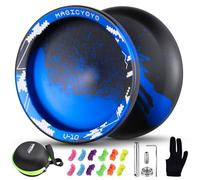 YOSTAR Yoyo V10 Finger Spin Yo Yo, Professional Metal YoYo, 2 in 1 Responsive & Unresponsive Yoyo for Adults Beginners Kids, Aluminium Trick Yo-yo with 12 Strings, Case & Bearing Kit