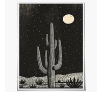 Yostyle Boho Canvas Black and White Wall Art Prints Mid-Century Modern Moon Plant Cactus Botanical Prints Minimalist Western Wall Decor for Bedroom Living Room 12x16in unframed