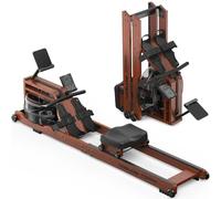 YOSUDA Foldable Wood Rowing Machine for Home Gym, Water Resistance Rower with Tablet Holder, App-Connected, Max 182 kg Weight Capacity, Comfortable Seat, 98% Pre-Assembled