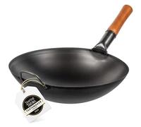 YOSUKATA Carbon Steel Wok Pan - 14"/36 cm Woks and Stir Fry Pans - Chinese Wok with Round Bottom Wok - Traditional Chinese Japanese Woks - Black Steel Wok 14 in/36 cm