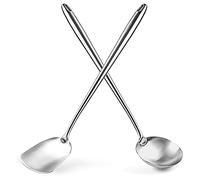 YOSUKATA 43.5 cm Wok Spatula and Ladle - Set of 2 Heat-Resistant Wok Tools - Universal Ladle and Spatula - High-Grade Stainless Steel Cooking Utensils and Accessories - Dishwasher-Safe