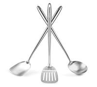 Yosukata 43 cm Wok Spatula and Ladle and Turner Spatula - Stainless Steel Cooking Utensils Set of 3-304 Stainless Steel Kitchen Utensils Set - Dishwasher Safe Wok Accessories - Wok Cooking Tools