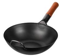 YOSUKATA Carbon Steel Wok Pan - 30 cm Woks and Stir Fry Pans - Chinese Wok with Flat Bottom Pow Wok - Traditional Chinese Japanese Woks - Black Steel Wok 30 cm