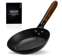 YOSUKATA Coating-Free Carbon Steel Pan - Durable 20 cm Frying Pan for Cooking Healthy Delicious Meals - Carbon Steel Skillet with Removable Heat-Resistant Wooden Handle
