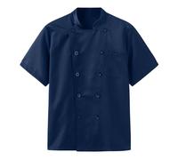 YOSUWOAI Chef's Clothing Men's Breathable Lightweight Chef's Jacket Short Sleeve Work Wear Catering Work Jacket for Hotel Restaurant Kitchen Baker's Jacket Professional Chef Clothing, O Navy, L