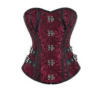 YOSUWOAI Corset Women's Full Breast Faux Leather Steampunk Corset Halloween Full Bust Corsets Gothic Bustiers Top Vintage Waist Shaper Burlesque Top Punk Corset for Carnival Medieval, O Red, S
