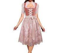 YOSUWOAI Dirndl Dress Women's Elegant Costume Dress with Lacing Oktoberfest Beer Festival Oktoberfest Costume Dress Dirndl Midi Dirndl Dress Costume Fashion Dress for Bavarian, T pink, XL