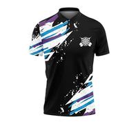 YOSUWOAI Flame Darts Cool 3D Printed Polo Shirt for Men Button Down Darts Team Uniforms Causal Summer Sports Streetwear Tee Tops Gym Jerseys Sports Shirts, Q White, XL