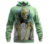YOSUWOAI Hoodies Men's with Print 3D Zombie Printed Winter Jumper Halloween Horror Winter Jumper with Drawstring Funny Printed Hoodie Long Sleeve Hooded Sweat, O Green, L