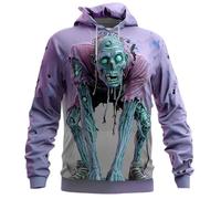 YOSUWOAI Hoodies Men's with Print 3D Zombie Printed Winter Jumper Halloween Horror Winter Jumper with Drawstring Funny Printed Hoodie Long Sleeve Hooded Sweat, O purple, XL