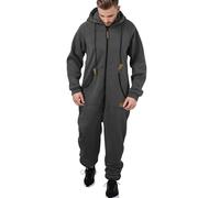 YOSUWOAI Jumpsuit Men's Leisure Suit Jumpsuit with Hood Cuddly Fleece Hoodies with Pockets Long Sleeve Zip Onesie Winter Warm Fluffy Pyjamas Long Plush Sleepsuit, O Dark Grey, 3XL