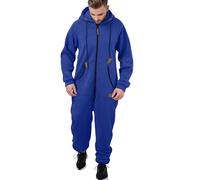 YOSUWOAI Jumpsuit Men's Leisure Suit Jumpsuit with Hood Cuddly Fleece Hoodies with Pockets Long Sleeve Zip Onesie Winter Warm Fluffy Pyjamas Long Plush Sleepsuit, O Blue, M