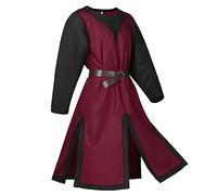 YOSUWOAI Knight Costume Men's Medieval Clothing Templar Knight Crusader Viking Templar Knight Cosplay Outfits Elegant Tunic for Carnival Halloween Parties Gothic Vintage Shirt Robe
