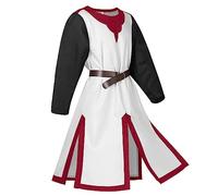 YOSUWOAI Knight Costume Men's Medieval Clothing Templar Knight Crusader Viking Templar Knight Cosplay Outfits Elegant Tunic for Carnival Halloween Parties Gothic Vintage Shirt Robe