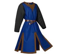 YOSUWOAI Knight Costume Men's Medieval Clothing Templar Knight Crusader Viking Templar Knight Cosplay Outfits Elegant Tunic for Carnival Halloween Parties Gothic Vintage Shirt Robe