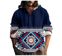 YOSUWOAI Linen Shirt Men's Cotton Linen Hoodie Plain Hoody Tops Button Down Long Sleeve Shirt with Hood Vintage Long Sleeve Shirt Lightweight Summer Shirt Comfortable Casual Shirts, X Navy, 4XL