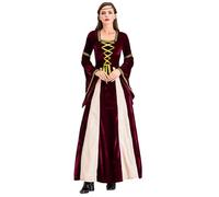 YOSUWOAI Medieval Clothing Women's Long Dress Renaissance Victorian Costume Vintage Maxi Dress Retro Trumpet Sleeves Gothic Party Dress Carnival Halloween Princess Costume, O Red, L
