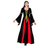 YOSUWOAI Medieval Clothing Women's Long Dress Renaissance Victorian Costume Vintage Maxi Dress Retro Trumpet Sleeves Gothic Party Dress Carnival Halloween Princess Costume, O Black, L