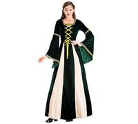 YOSUWOAI Medieval Clothing Women's Long Dress Renaissance Victorian Costume Vintage Maxi Dress Retro Trumpet Sleeves Gothic Party Dress Carnival Halloween Princess Costume, O Green, M