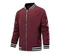 YOSUWOAI Men's Bomber Jacket Warm Autumn Jacket Comfortable College Jacket Windproof Stand-Up Collar Sports Jacket Outdoor Transition Jacket Stand-Up Collar Lightweight Aviator Jacket Casual Hiking