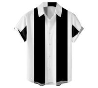 YOSUWOAI Men's Bowling Shirt Classic Short Sleeve Shirt Loose Fit Bowling Shirts Summer Regular Fit Hawaiian Shirt 50s Vintage Shirt Lightweight Summer Shirt Otdoor Sports Shirt Rockabilly Short