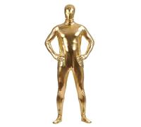 YOSUWOAI Men's Metallic Bodysuit Jumpsuit Stretch Tight Jumpsuit Men's Full Suit Glitter 70s 80s Disco Carnival Costume Party Clubwear Shiny Plain One Piece Onesie, P Yellow, L