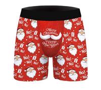 YOSUWOAI Men's Red XL Christmas Motif Boxer Shorts Funny Underwear Santa Claus Fun Print Retro Shorts Comfortable Underwear Breathable Briefs Stretch Elasticity Briefs