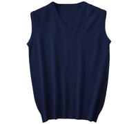 YOSUWOAI Men's Sleeveless Knitted Vest V-Neck Sweater Pullover Vest Plain Sleeveless Knitted Jumper for Men Elegant Knitwear Soft Undershirt Top, O Navy, L
