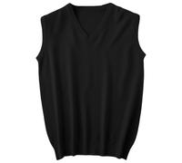 YOSUWOAI Men's Sleeveless Knitted Vest V-Neck Sweater Pullover Vest Plain Sleeveless Knitted Jumper for Men Elegant Knitwear Soft Undershirt Top, O Black, L