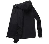 YOSUWOAI Men's Thin Sun Protection Summer Jacket with Hood UV Resistant Breathable Quick Drying Outdoor Summer Jacket Fishing Leisure Jacket with Zip Lightweight Windbreaker, P Black, 4XL