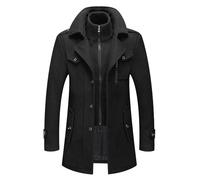 YOSUWOAI Men's Winter Coat Slim Fit Two-Piece Coat for Business and Leisure Plain Trench Coat Winter Warm Integrated Inner Jacket with Stand-Up Collar Comfortable Winter Jacket