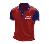 YOSUWOAI Polo Shirts for Men Fitness T-Shirts Lightweight Golf T-Shirt Top Buttons Short Sleeves Sports Shirts Breathable Polo Shirt Summer Union Jack Stripes Polo Shirt Tennis Shirts, O wine, 4XL