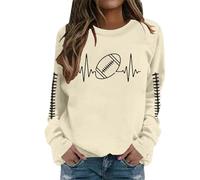 YOSUWOAI Pullover Women's Cotton Sweater Autumn Sweatshirt Oversize Pullover Sports Tops Streetwear Loose Long Sleeve Crew Neck Sweatshirts Warm Winter Jumper, Q Beige, S