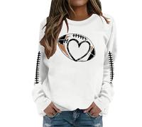 YOSUWOAI Pullover Women's Cotton Sweater Autumn Sweatshirt Oversize Pullover Sports Tops Streetwear Loose Long Sleeve Crew Neck Sweatshirts Warm Winter Jumper, O White, XL
