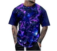YOSUWOAI Sports T-Shirt Men's Space Universe Galaxy Printed Shirt Casual Vintage Short Sleeve Crew Neck Summer Tops 3D Print Shirts Colourful Space Graphic T-Shirts for Men, B Dark Purple, 3XL