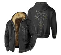 YOSUWOAI Viking Costume Men's Zip Hoodie Thick Pullover Sweat Jacket 3D Print Nordic Fleece Hooded Jacket Nordic Mythology Winter Jacket Viking Fleece Jacket Hoodie, O Grey, 3XL